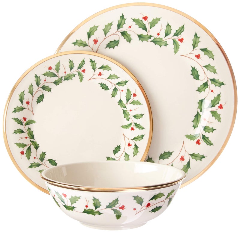 Lenox 883430 Holiday 3-Piece Place Setting, Christmas Set, Hosting, Red & Green - Image 1